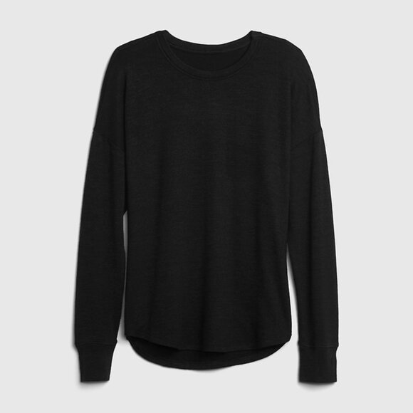 Gap Dropped Shoulder Softspun Long Sleeve T-Shirt Large Black - Picture 2 of 12